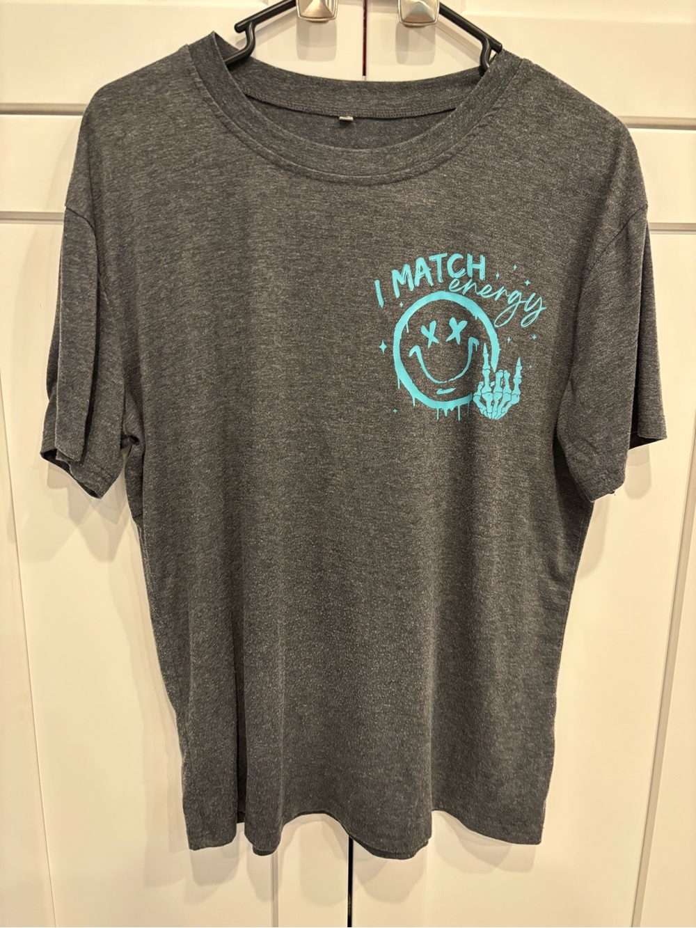 Women's Short Sleeve Graphic Tee - Charcoal Gray I Match Energy
